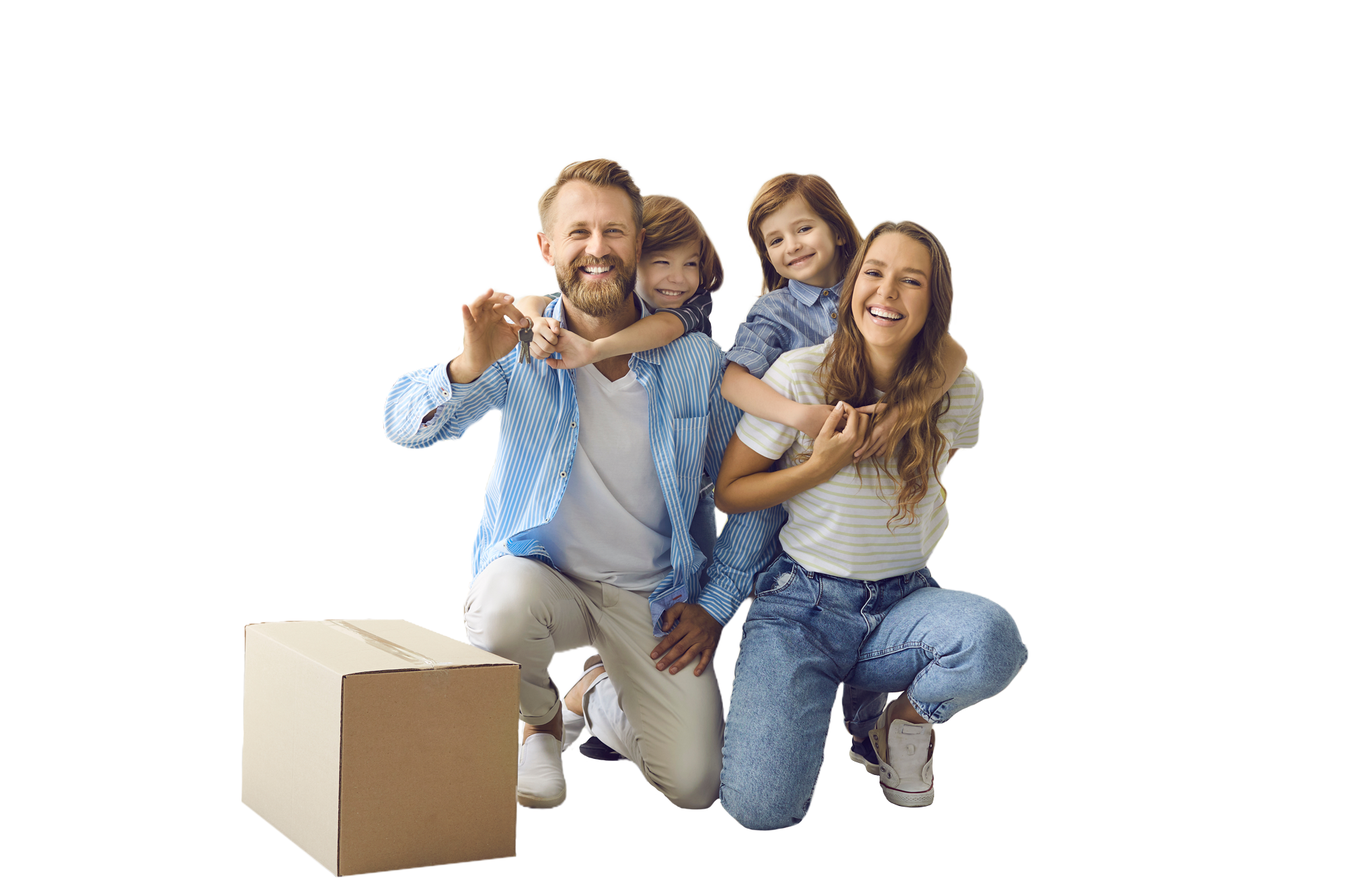 Familie mit Umzugskarton